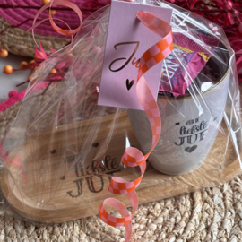 Cadeauset Mok met plankje - Liefste juf