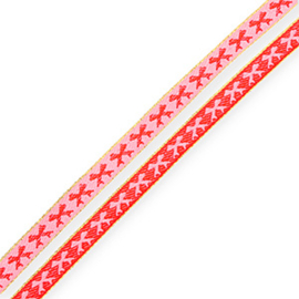 Tekstlint 'strikje’ roze rood