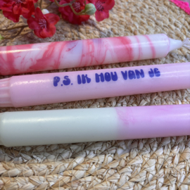 Kaars met tekst, set van 3,  PS ik hou van je