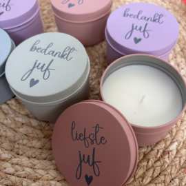 Blikje geurkaars - Liefste/Bedankt Juf