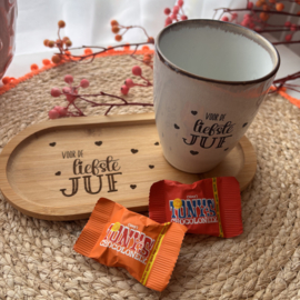 Cadeauset Mok met plankje - Liefste juf