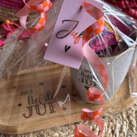 Cadeauset Mok met plankje - Liefste juf