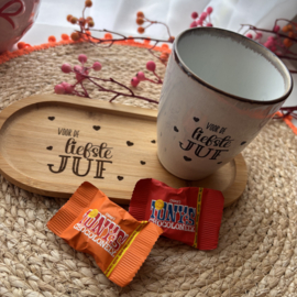 Cadeauset Mok met plankje - Liefste juf