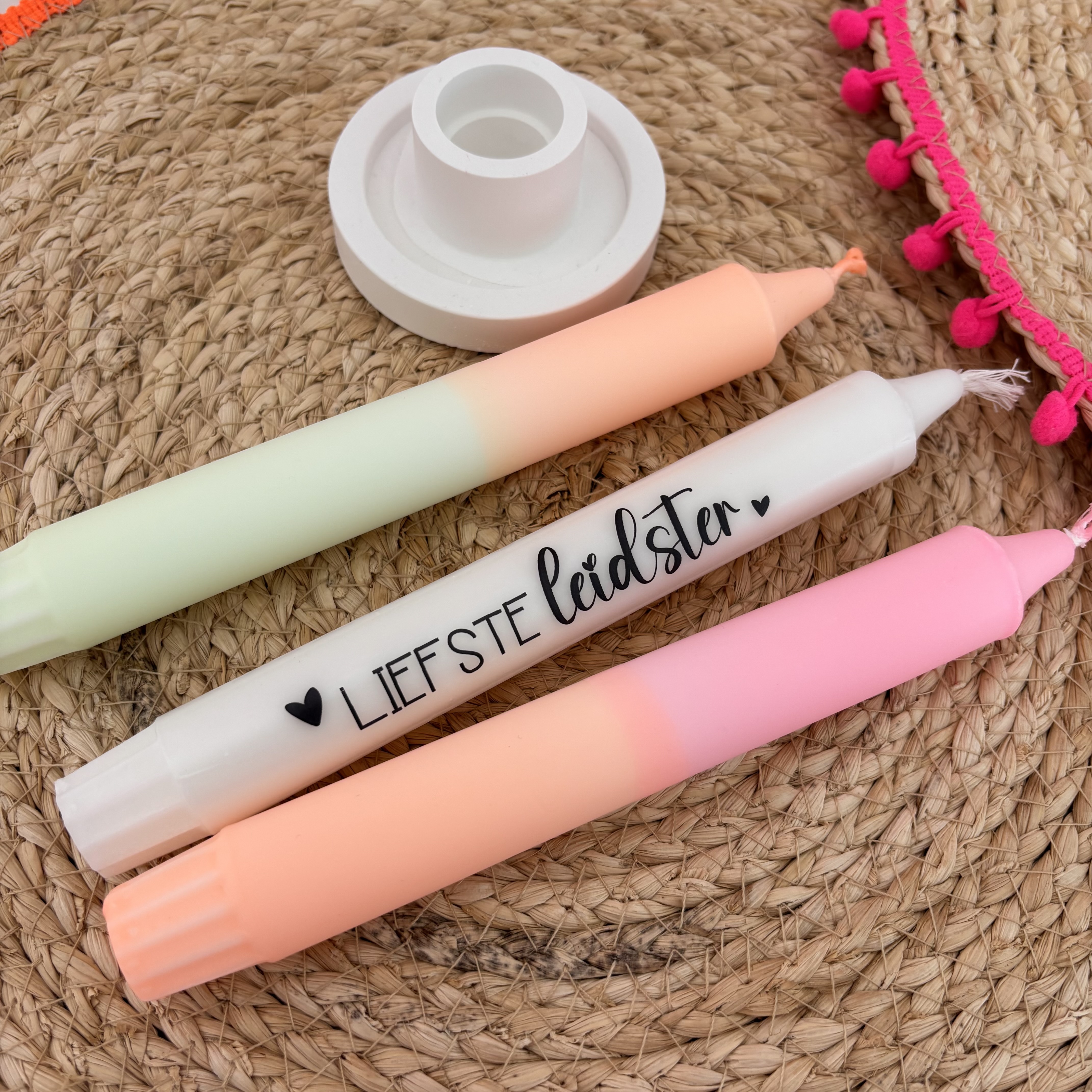 Kaarsen - Liefste leidster dip neon - 3 stuks