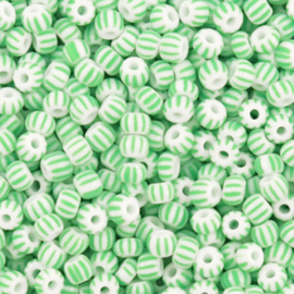 Rocailles 3mm  8/0 5 gram, wit groen