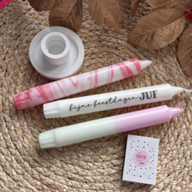 Kaars met tekst, set van 3 , Fijne kerstdagen Juf