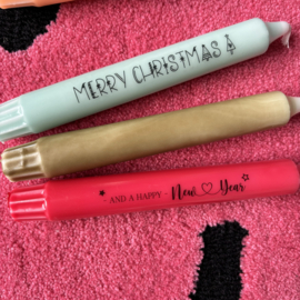 Dinerkaars met tekst - set van 3 - Merry Christmas/NY