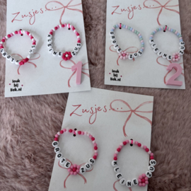 Armbandjes grote zus - kleine zus, set van 2 BLOEM