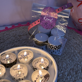 Waxinelichtjes boodschap 'Kerst’