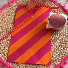 Cadeauzakje Fluor Stripe 17x25 cm (per 5)