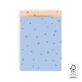 Stars Duo Light Blue - Pastel Orange  17x25 cm (per 5)