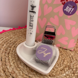Cadeauset Kandelaar Amberblokje Juf