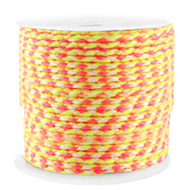 Macrame draad gevlochten 2mm neon yellow pink