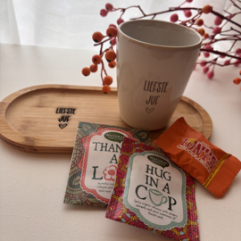 Cadeauset Mok met plankje - Liefste juf