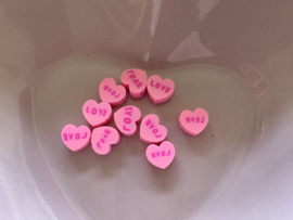 Polymeer kraal hart love roze