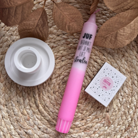 Kaars met tekst - Juf bedankt voor het stralen