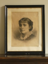 Very old painting with portrait in charcoal