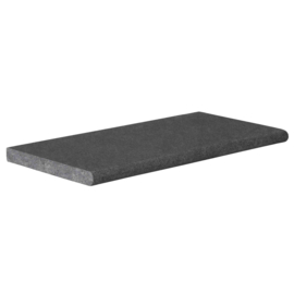 Natuursteen Zwembadrand Vietnam Black Riven Bullnose 60x30x3 cm