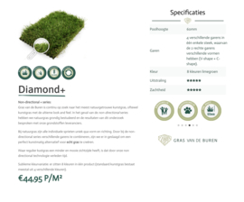 Kunstgras Non Directional Diamond + 60 mm Gras van de Buren