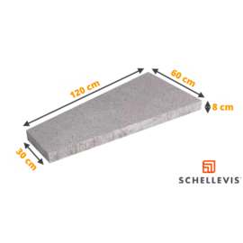 Oudhollandse Schellevis tegel trapezium 120x60/30x8 grijs