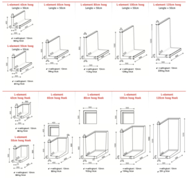 L-element roestbruin keerwand 50 breed 50 hoog cortensteel look