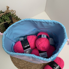 Projectbag, haaktas, breitas XL, Roze bloemen met lichtroze voering | Haaktas | Breitas | Handwerktas