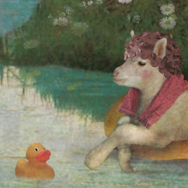 Behang Schapen "Roze" <-380 cm->