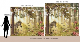 Behang Zebra & Hert "roze" <-285 cm->