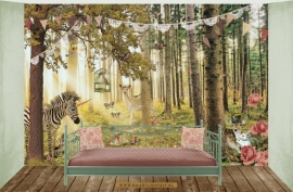 Behang Dierenbos "Roze" <-2 opties->