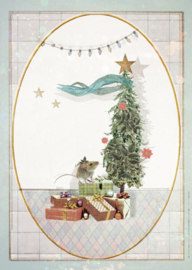"Romantische Kerstboom" 4 stuks Luxe kerstkaarten met mooie envelop