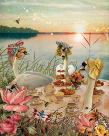 Tuinposter 40x50 cm - zwanen
