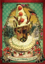 "Wishing Deer" 4 stuks Luxe kerstkaarten met mooie envelop