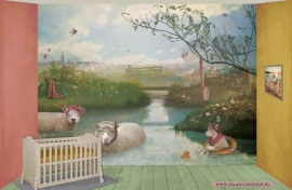 Behang Schapen "Roze" <-380 cm->