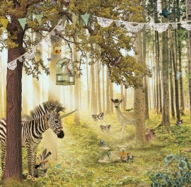Behang Zebra & Hert <-285 cm->