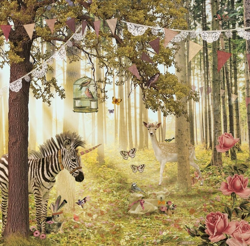 Behang Zebra & Hert "roze" <-285 cm->