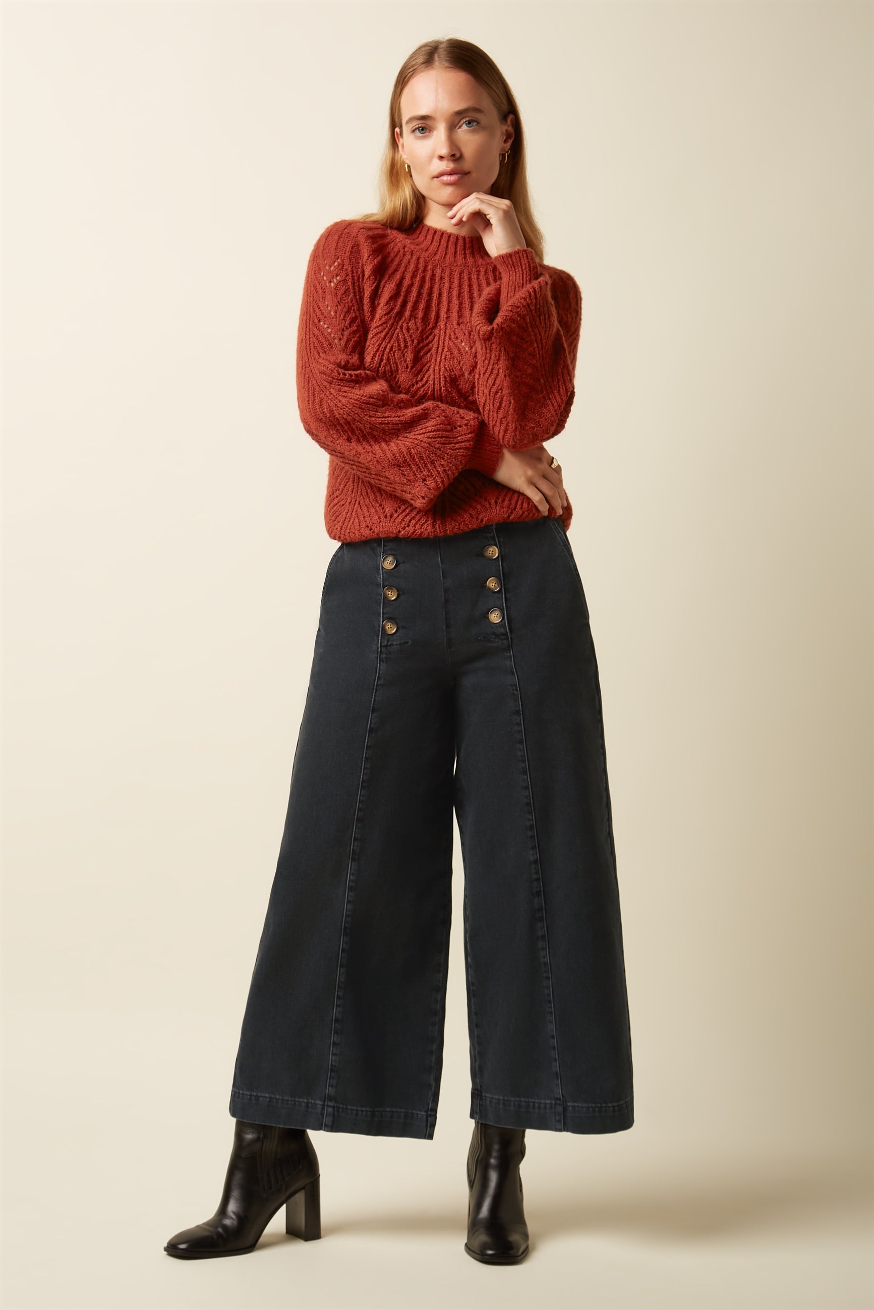 Melody Sailor Pants Rock Denim Black