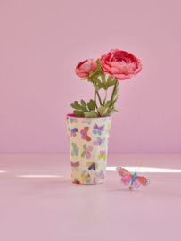 Melamine Tall Cup Cream Butterfly Print