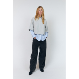 Dan Boxy Sweatshirt 3/4 Light Grey Melange