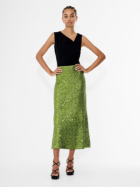 Elena Sequin Midi Skirt Olive Green