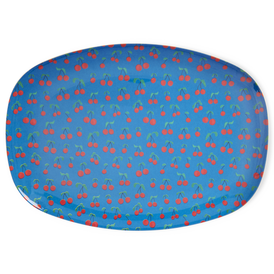 Melamine Rectangular Plate Cherry Love Print Large