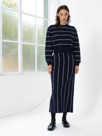 Sunday Sweat Striped Top Navy/Porcelain Stripe