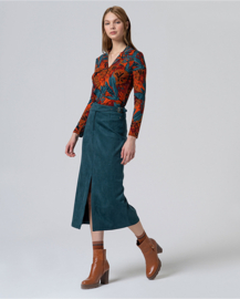 Velvet Elastic Midi Skirt Bottle Green 555LISU625 67