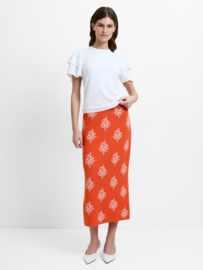 Imelda Ditsy Floral Midi Skirt Paradise Orange/Porcelain