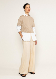 Casual Marine Top Delightful Brown Stripes