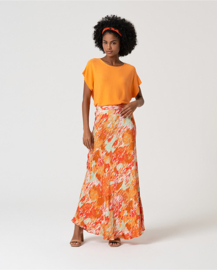 Long Printed Satin Skirt 515TAKI627
