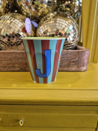 Medium Alphabet Cup J (b) Stripes