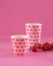 Melamine Medium Cup Soft Pink Sweet Hearts Print