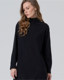 Oversize Midi Dress with Slit Black 555ALNE734