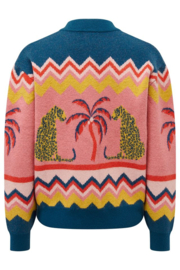 Solana Knitted Bomber Leopard and Palms