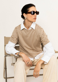 Casual Marine Top Delightful Brown Stripes